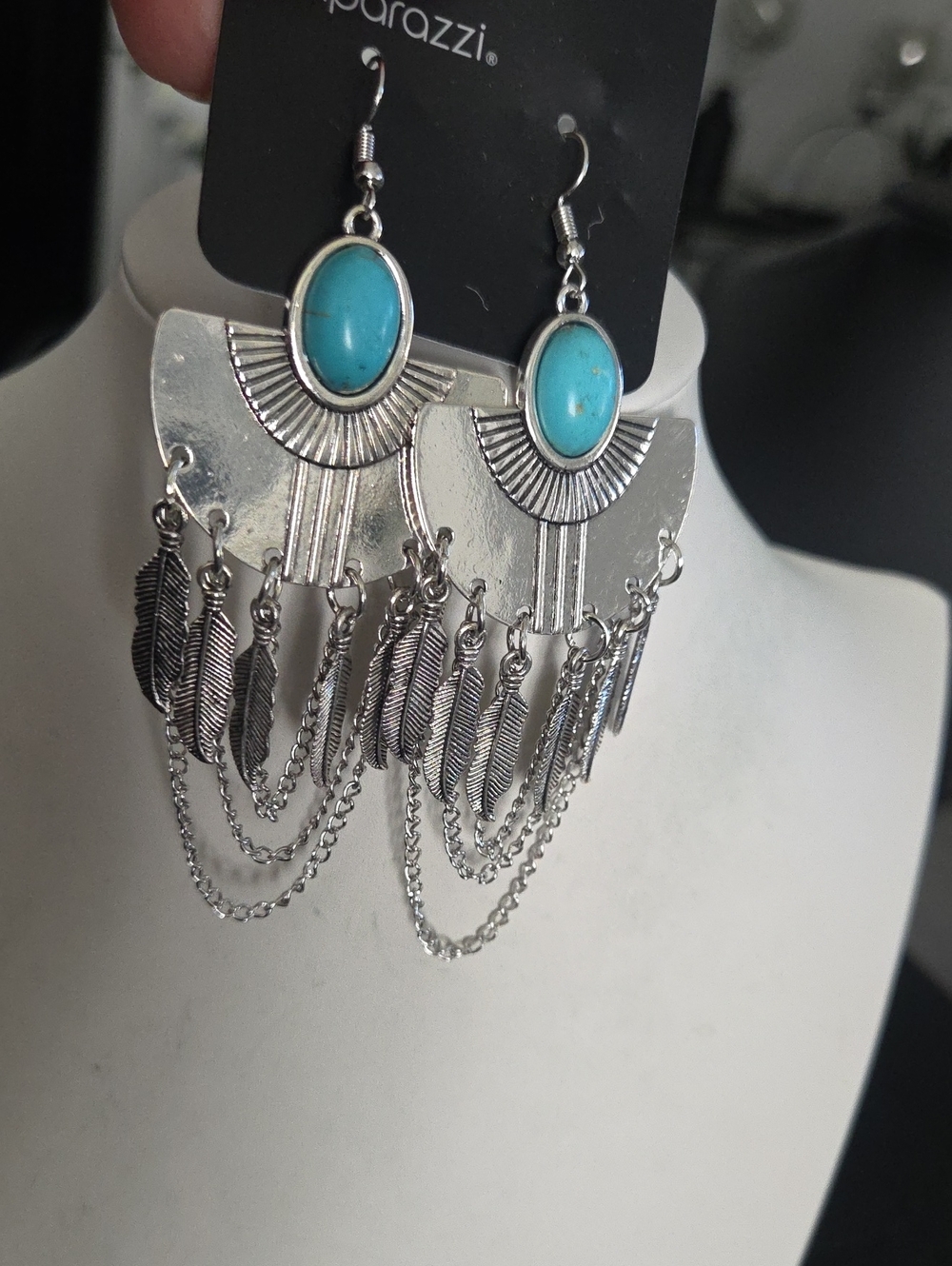Paparazzi Sure Thing Chief Blue Earrongs NWT